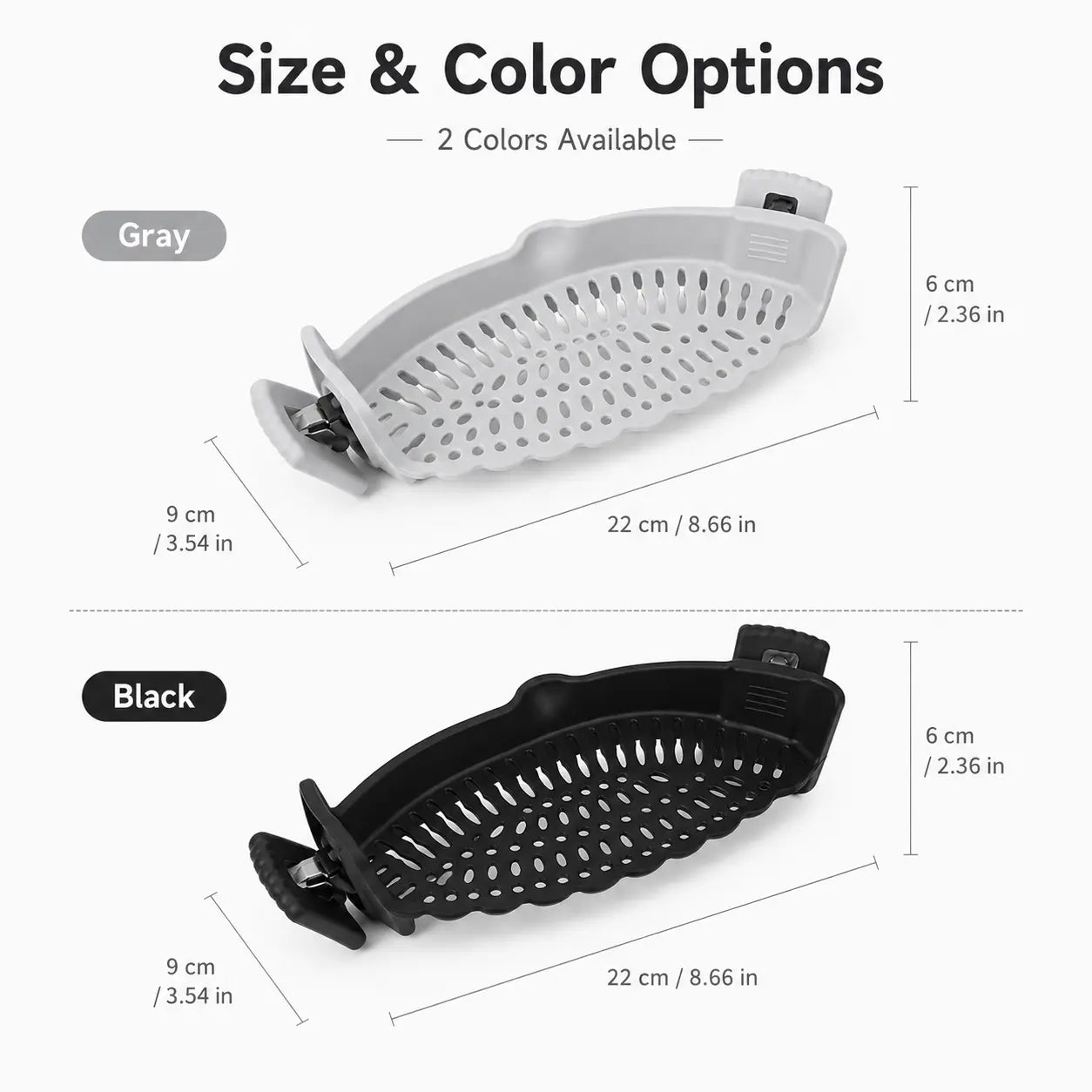 Silicone Clip-On Colander Pot Strainer for Pots Pans Bowls, Pasta Vegetable Clip-On Drainer Kitchen Strainer Tools