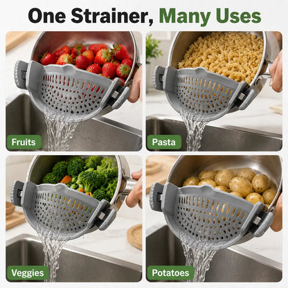 Silicone Clip-On Colander Pot Strainer for Pots Pans Bowls, Pasta Vegetable Clip-On Drainer Kitchen Strainer Tools