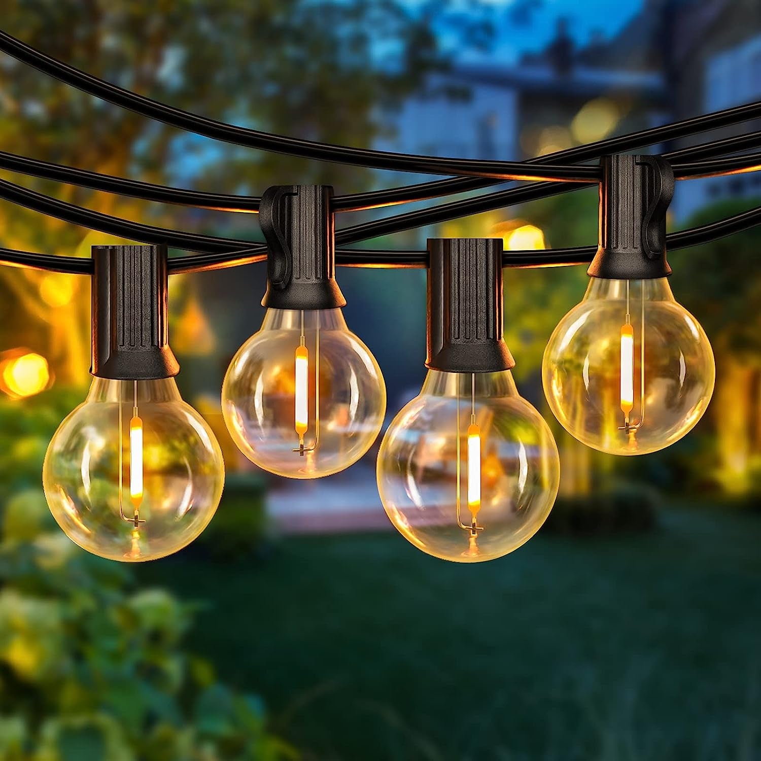 50FT LED G40 Globe String Lights with 50+2 Dimmable Edison Bulbs | Shatterproof Outdoor Patio String Lights, Backyard Hanging Bistro Light Waterproof for Balcony Party Wedding Market Cafe