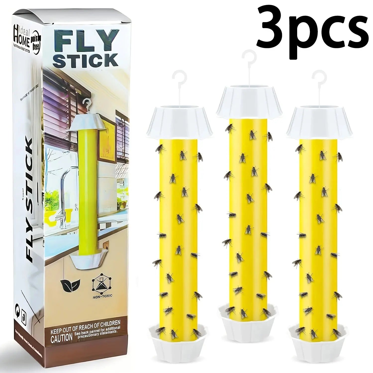 3-Pack Ultra-Adhesive Hanging Fly Traps, Garden Orchard Pest Control Sticks, Indoor Outdoor Use, Effective Fruit Fly Management