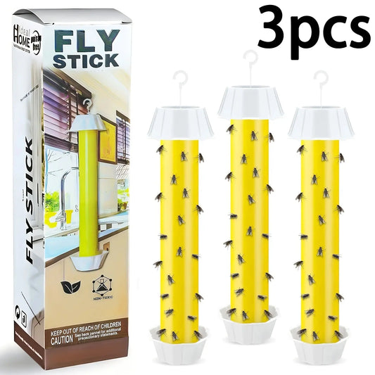 3-Pack Ultra-Adhesive Hanging Fly Traps, Garden Orchard Pest Control Sticks, Indoor Outdoor Use, Effective Fruit Fly Management