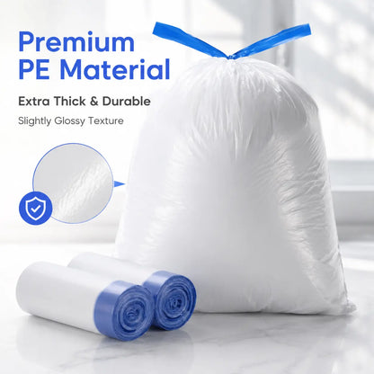 4-Gal Medium Drawstring Trash Bags, Thick Stretchy Leak-Proof Polyethylene Garbage Bags for Home & Office Trash Cans, 50-Count Pack