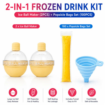 100-Pack Value Disposable Popsicle Mold Bags - Leakproof Zip-Seal Freezer Tubes with Silicone Funnel, Kitchen Utensil for Freezing Juice, Freezer Safe Lolly & Ice Cream Moulds
