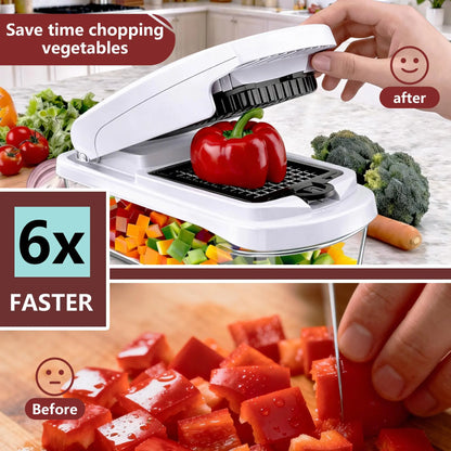 【Dealsforyoudays】Snofrid Vegetable Chopper,15-In-1 Multifunctional Food Chopper,Professional Onion Chopper with 8 Blades,Vegetable Cutter with Container for Salad,Potato,Carrot,And Garlic; Essential Kitchen Tool