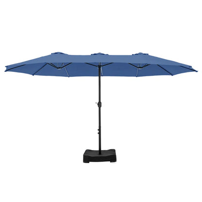 Nyasia 15 Ft. X 9 Ft. Rectangular Market Umbrella with Base (Sand Not Included)