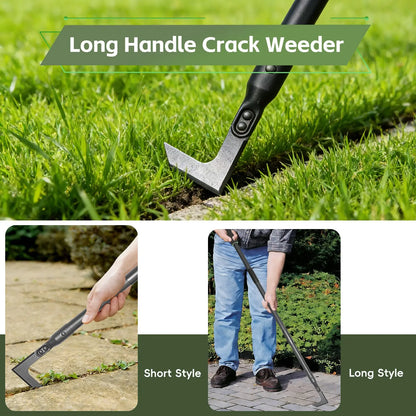 43.7" Crack Weeder, Long Handle Adjustable Length Weed Puller & Remover, Durable Manual Crevice Weeding Tool for Sidewalk, Paver, Wall Gaps, Lawn & Deck Boards, Durable Gardening Tools