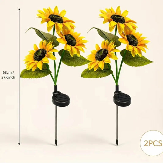 Solar Outdoor Sunflower Garden Light Set (2/4 Packs) - Wireless, Portable Decorative Lamps with IP65 Waterproof Rating, Energy-Efficient Solar Lighting for Courtyards and Lawns, Ideal for Festivals and Outdoor Decoration