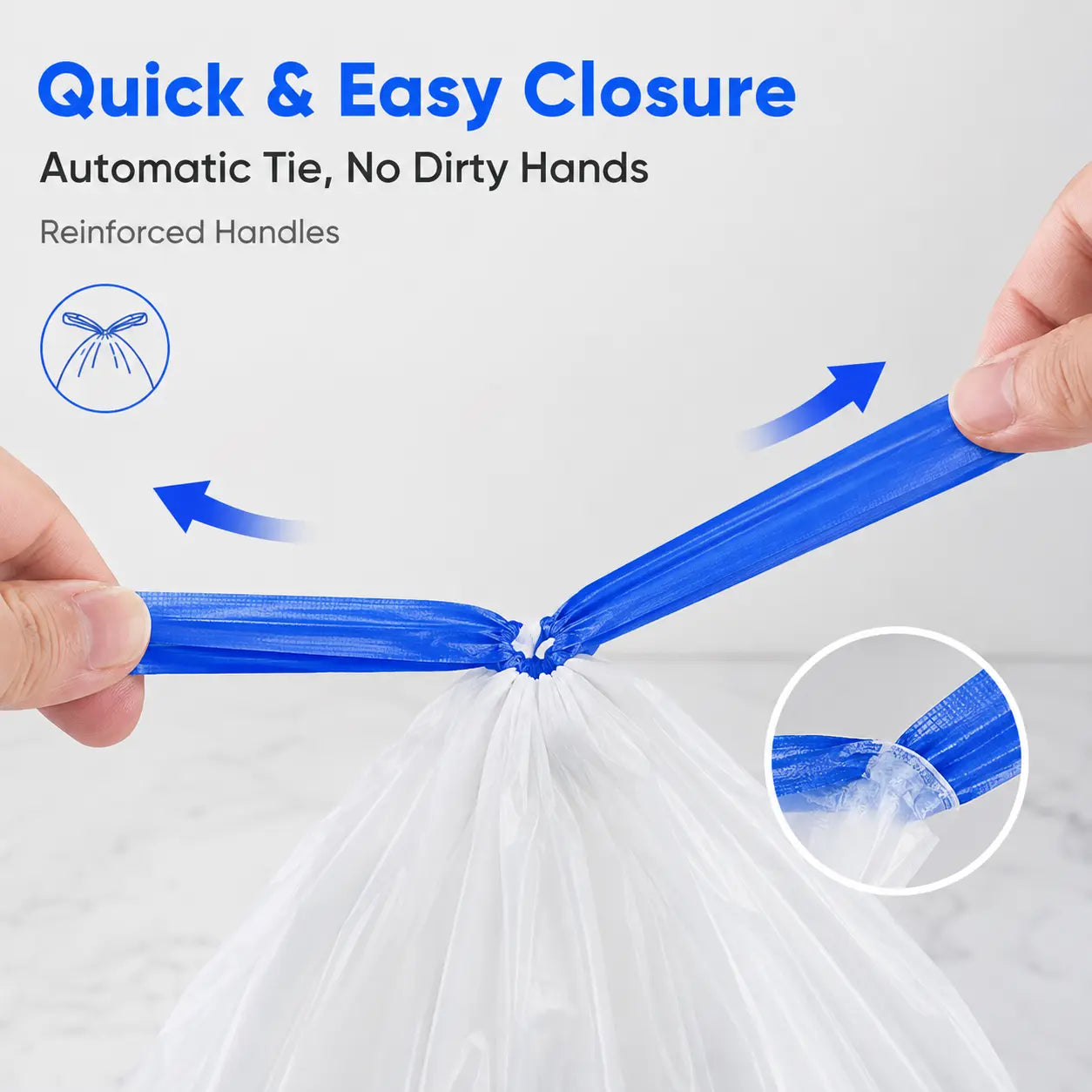 4-Gal Medium Drawstring Trash Bags, Thick Stretchy Leak-Proof Polyethylene Garbage Bags for Home & Office Trash Cans, 50-Count Pack