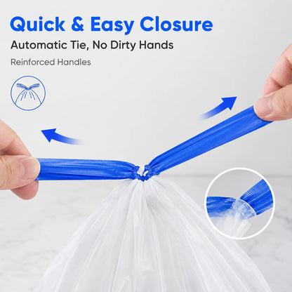 4-Gal Medium Drawstring Trash Bags, Thick Stretchy Leak-Proof Polyethylene Garbage Bags for Home & Office Trash Cans, 50-Count Pack