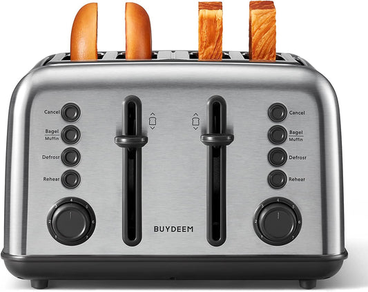 DT640 4-Slice Toaster, 7 Shade Settings, 1.5" Wide Slots, Silver