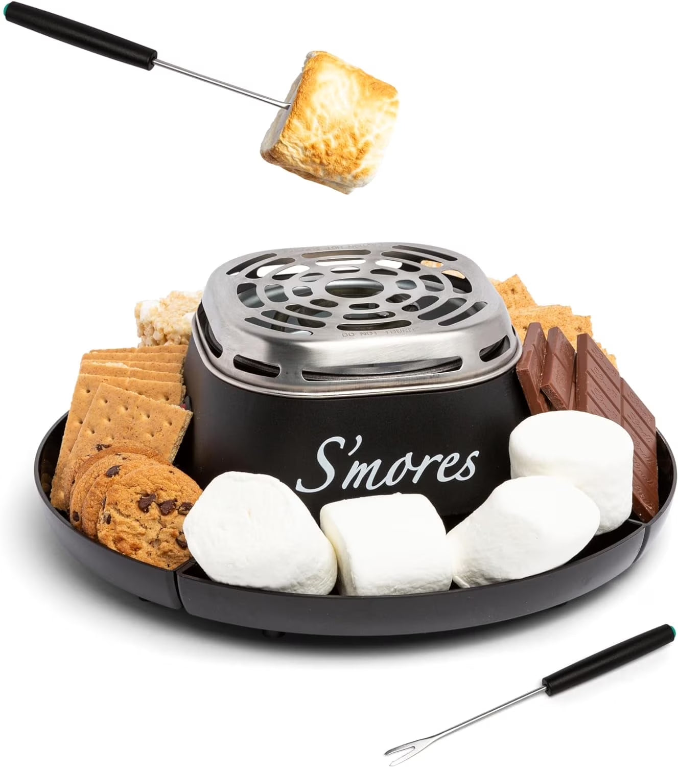 Indoor Smores Maker Smores Kit, Electric Smore Maker with 4 Marshmallows Roasting Forks, Black