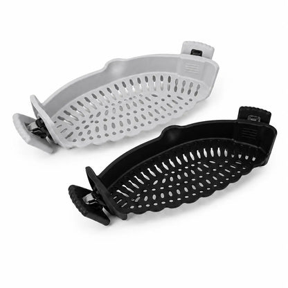 Silicone Clip-On Colander Pot Strainer for Pots Pans Bowls, Pasta Vegetable Clip-On Drainer Kitchen Strainer Tools