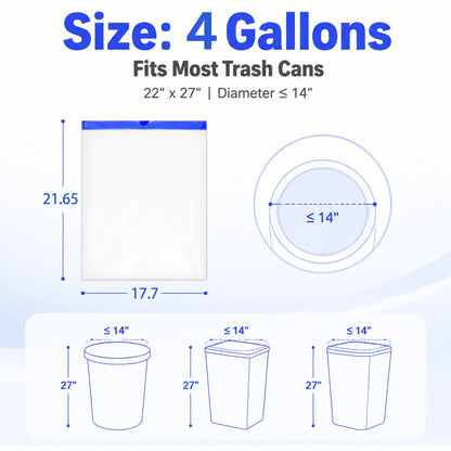 4-Gal Medium Drawstring Trash Bags, Thick Stretchy Leak-Proof Polyethylene Garbage Bags for Home & Office Trash Cans, 50-Count Pack