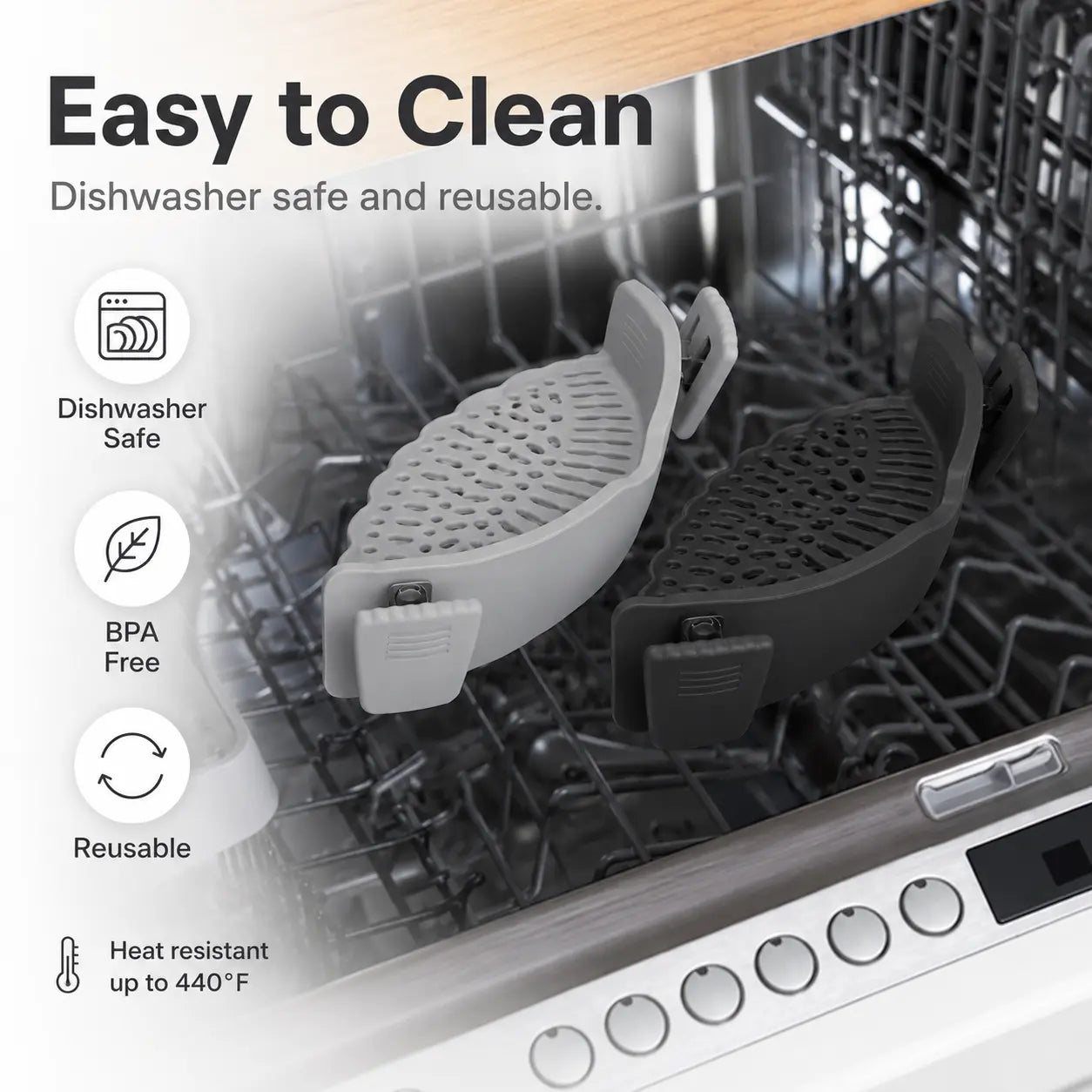 Silicone Clip-On Colander Pot Strainer for Pots Pans Bowls, Pasta Vegetable Clip-On Drainer Kitchen Strainer Tools