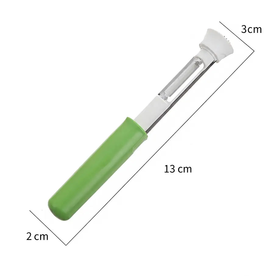 2-In-1 Dual Function Kitchen Utensil, Stainless Steel Handheld Fruit Peeler & Apple Corer with Comfort Grip for Potatoes, Apples, Avocados, and Everyday Prep