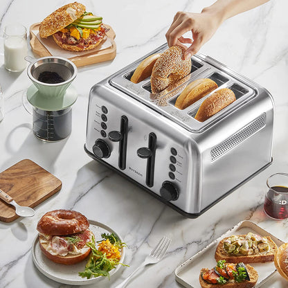 DT640 4-Slice Toaster, 7 Shade Settings, 1.5" Wide Slots, Silver