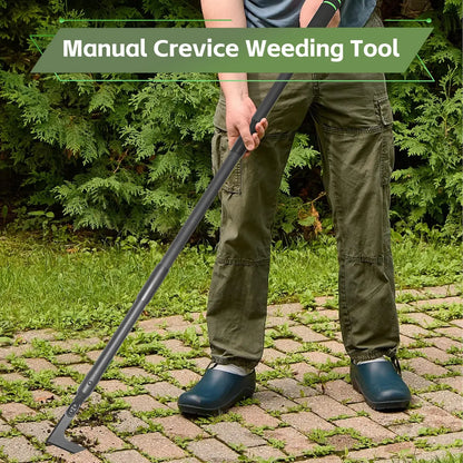 43.7" Crack Weeder, Long Handle Adjustable Length Weed Puller & Remover, Durable Manual Crevice Weeding Tool for Sidewalk, Paver, Wall Gaps, Lawn & Deck Boards, Durable Gardening Tools
