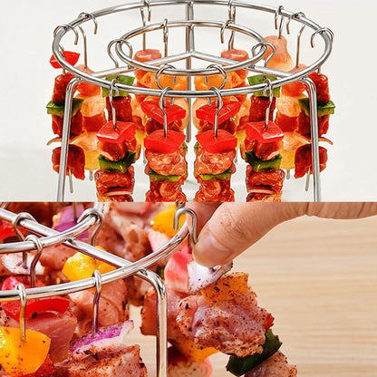 2 Counts Air Fryer Skewer Rack, round Grill with Stainless Steel, Flat Edges
