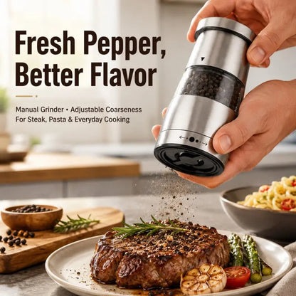 Stainless Steel Manual Pepper Grinder with Adjustable Coarseness - Premium Spice Mill for Home Cooking