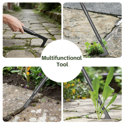 43.7" Crack Weeder, Long Handle Adjustable Length Weed Puller & Remover, Durable Manual Crevice Weeding Tool for Sidewalk, Paver, Wall Gaps, Lawn & Deck Boards, Durable Gardening Tools