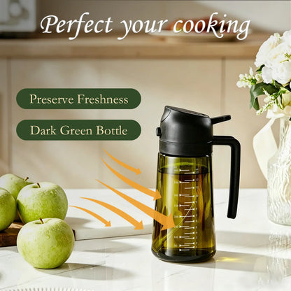 DGAPHRO Cooking Oil Container, 16Oz Light-Blocking Tinted Bpa-Free Glass Sprayer with 2-In-1 Dual Dispensing for Air Fryer & Healthier Cooking (Black), Precision Spray Nozzle, Preserve Freshness, Glass Olive Oil Sprayer, Oil Mister Spray Bottle for Cookin