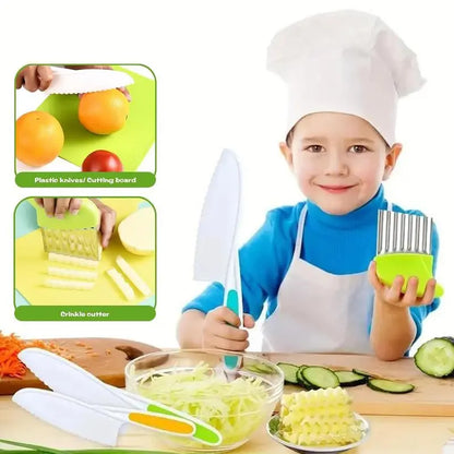 32-Piece Montessori Toddler Kitchen Knife Set - Safe Cooking Utensils for Ages 5-10, Complete Kitchen Gadgets and Sandwich Cutters, Practical Cooking Tools for Children, Perfect Holiday Gift for Boys and Girls