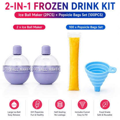100-Pack Value Disposable Popsicle Mold Bags - Leakproof Zip-Seal Freezer Tubes with Silicone Funnel, Kitchen Utensil for Freezing Juice, Freezer Safe Lolly & Ice Cream Moulds