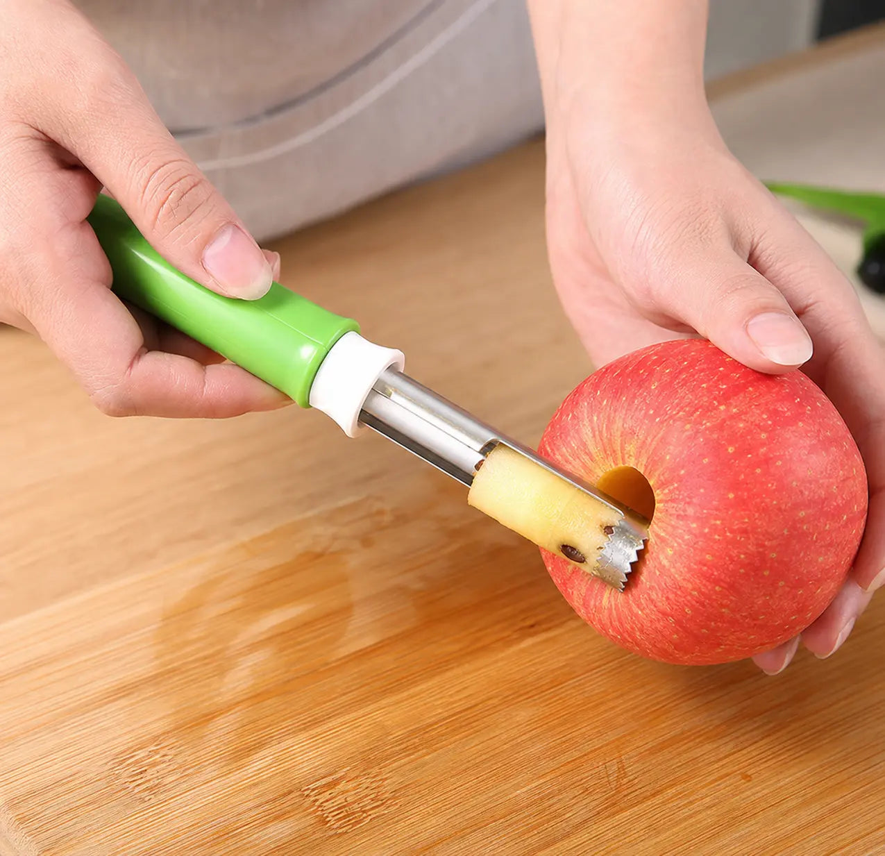 2-In-1 Dual Function Kitchen Utensil, Stainless Steel Handheld Fruit Peeler & Apple Corer with Comfort Grip for Potatoes, Apples, Avocados, and Everyday Prep