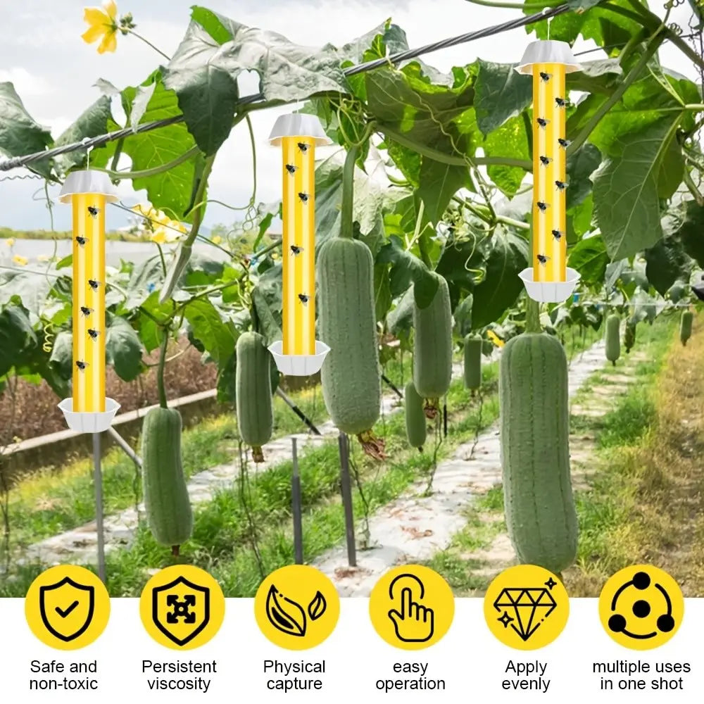 3-Pack Ultra-Adhesive Hanging Fly Traps, Garden Orchard Pest Control Sticks, Indoor Outdoor Use, Effective Fruit Fly Management