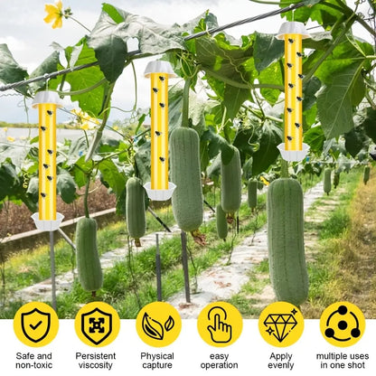 3-Pack Ultra-Adhesive Hanging Fly Traps, Garden Orchard Pest Control Sticks, Indoor Outdoor Use, Effective Fruit Fly Management