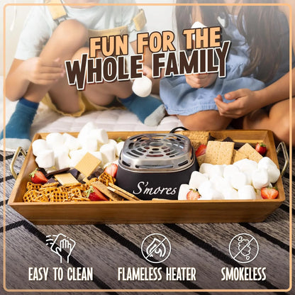 Indoor Smores Maker Smores Kit, Electric Smore Maker with 4 Marshmallows Roasting Forks, Black