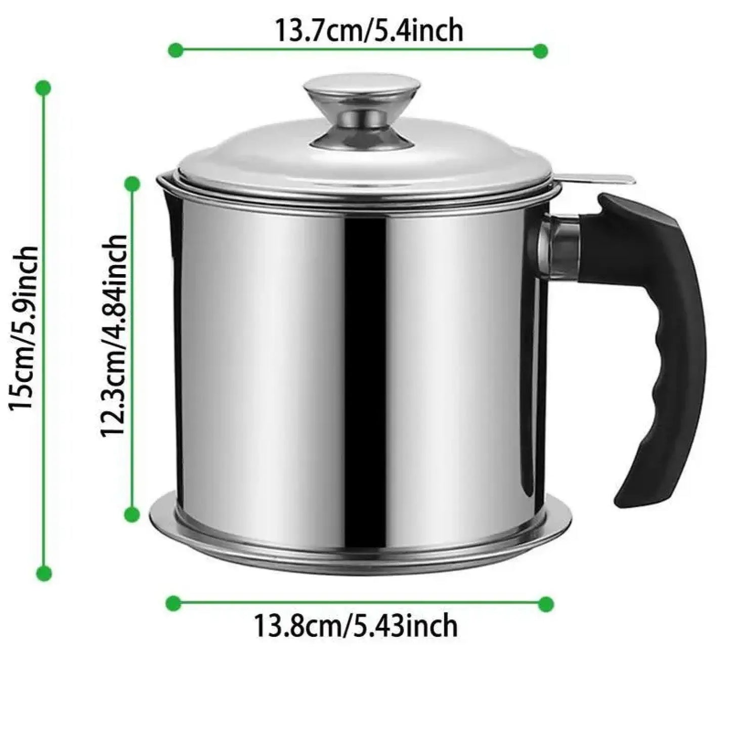 Modern Stainless Steel Oil Dispenser with Tray and Lid, Includes Filter - Versatile Bacon Grease Container and Cooking Oil Can for Kitchen Use